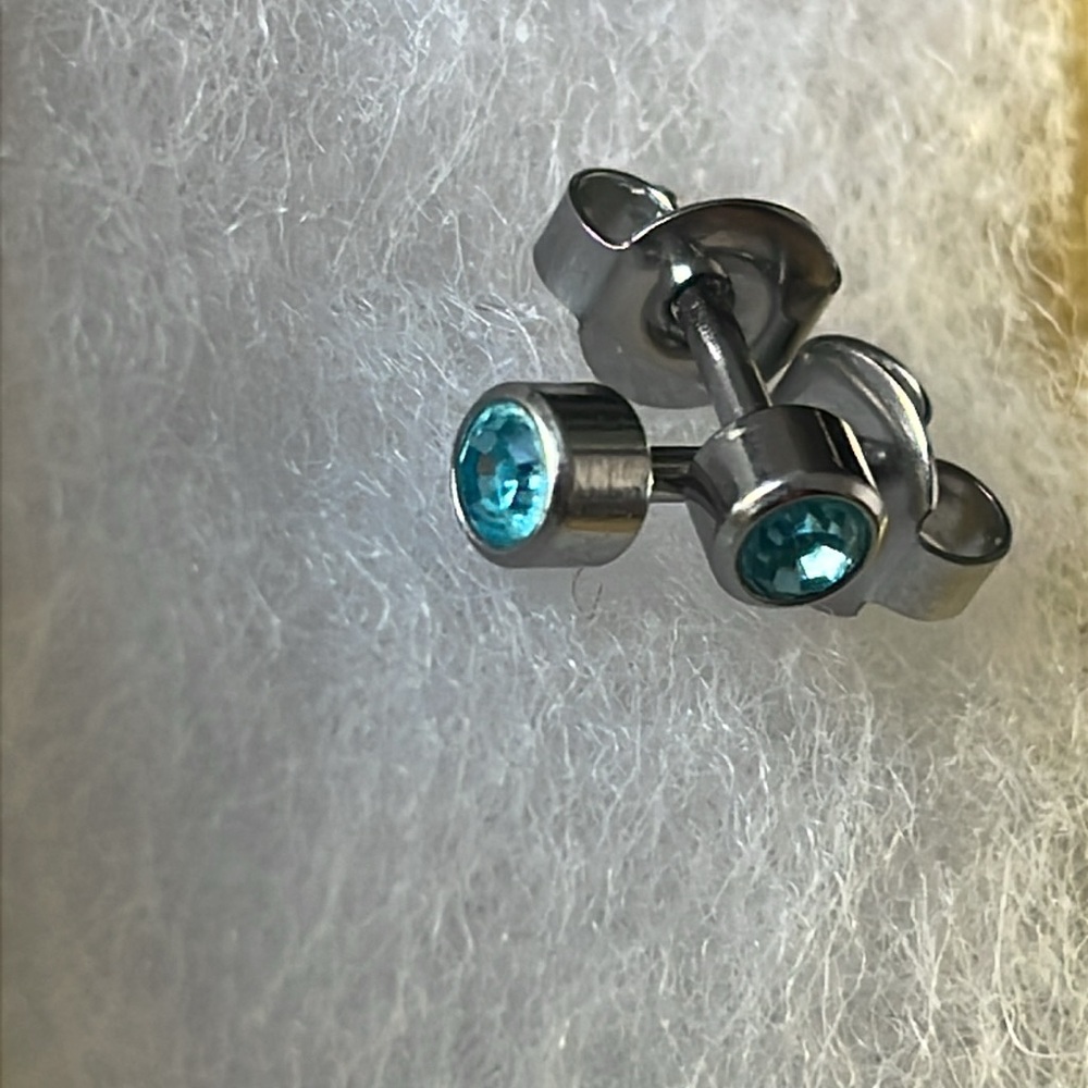 Aquamarine sky blue Birthstone Stud Earrings